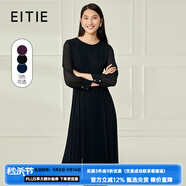 愛(ài)特愛(ài)（EITIE）氣質(zhì)高級感網(wǎng)紗垂墜長(cháng)裙連衣裙秋季新款優(yōu)雅A字裙6007771L 黑色20 M 160