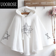 UOOROSE 男衛衣美式復古中山300斤胖mm日系可愛(ài)二次元春秋款連帽斗篷 白色加絨加厚 L 建議100-120斤