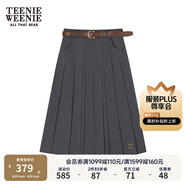 Teenie Weenie【趙露思同款】小熊女裝百褶中長(cháng)裙A字裙灰色JK裙子 灰色 S (160)