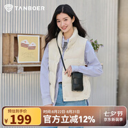 坦博爾羽絨服馬甲女立領(lǐng)寬松外搭短款羽絨背心外套TD236006 小香白 170