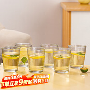 青蘋果無鉛玻璃水杯 豎紋漱口杯茶杯牛奶杯啤酒杯6只裝 飲料杯