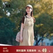 森馬連衣裙女收腰插肩袖夏季字母印花收腰針織短裙101324114040