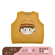 幼悠女童安安小鴨子系列秋季工字背心裙娃娃翻領打底襯衫多件套潮 毛衣背心姜黃色（Q4102） 130cm