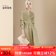 迪菲麗格春季高端襯衫式連衣裙2025新款歐美時尚鏤空收腰顯瘦裙子 圖片色 2XL