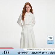 范思藍恩長袖氣質襯衫連衣裙女季新款荷葉邊大擺長裙13358 白色 M
