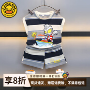 G.DUCKKIDS小黃鴨聯(lián)名奧特曼衣服男童無袖套裝夏季小男孩寶寶兒童背心夏裝 藏青色 120 (建議105-115cm 4-5.2周歲)