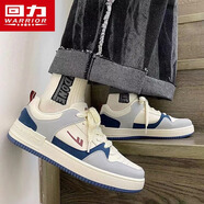 回力男鞋板鞋男2025秋季新款潮流百搭學(xué)生休閑鞋子情侶厚底增高小白鞋 米/深藍 45 男碼