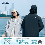 熊貓·本（ben.panda）棉服男潮牌翻領(lǐng)寬松休閑秋冬工裝棉衣多穿情侶外套 灰藍色（A款) XL