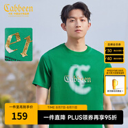 卡賓男裝 【涼感】索羅那暈染印花T恤秋潮流肌理LOGO短袖街頭休閑A 碧綠色48 3XL /190/56
