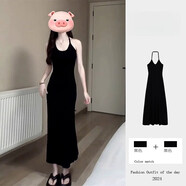 天啟世紀純欲性感黑色裙女夏2025小眾別致甜辣妹常規裙 黑色長(cháng)裙【帶胸墊】 S