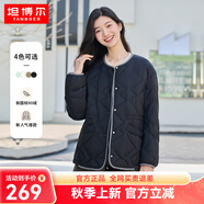 坦博爾達人推薦收腰設計羽絨服女秋冬菱格小香風(fēng)外套TD238268 黑色 165/88A