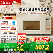 美的（Midea）小滋味系列微波爐變頻家用奶油風(fēng)百搭復古轉盤(pán)式一級能效微波爐以舊換新20L（M2H2）