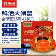 【活蟹】鮮京采鮮活大閘蟹 全母蟹2.5兩 4對8只 去繩足重中秋螃蟹禮品禮盒