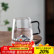 憶壺茶 玻璃水杯耐熱茶杯加厚冷水杯家用涼水杯子耐高溫玻璃杯喝水杯 與山杯【透明山底】500ML*2
