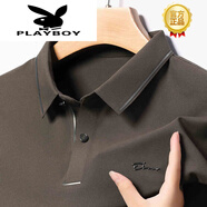 花花公子（PLAYBOY）高端品牌polo衫男士t恤長(zhǎng)袖2025新款春秋商務(wù)無(wú)痕抗皺打底衫上衣 咖色303 加購(gòu)優(yōu)先發(fā) L 120-135斤
