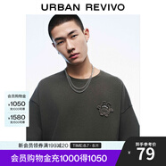 UR【明星同款】2025夏季新款男裝休閑立體圖案短袖T恤UMM450044 深灰 M