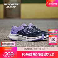 斯凱奇（Skechers）暮光鞋丨運動(dòng)跑鞋男女款高回彈輕質(zhì)吸震綁帶休閑鞋 女款-海軍藍色/薰衣草色/NVLV 35