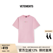 VETEMENTS正品重磅彩色漸變純棉100%男女士高檔端輕奢短袖t恤夏季寬松半袖 粉紅 L
