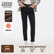 Teenie Weenie小暖爐小熊修身牛仔褲黑色加絨小腳褲緊身牛仔褲女裝 黑色 M (165)