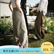 LEMANISMlemanism復古純色直筒工裝褲男2025春季情侶款潮牌純棉休閑長(cháng)褲子 卡其色 M