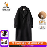 William fox&sons新復(fù)古回潮精紡初剪100%綿羊毛過膝長款氣質(zhì)雙排扣雙面羊毛呢大衣 黑色-100%綿羊毛 M /48