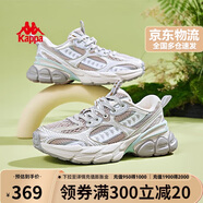 卡帕（Kappa）官方老爹鞋女子運(yùn)動鞋秋季厚底網(wǎng)面透氣跑步鞋 草菇棕/金色 38
