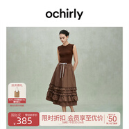 歐時(shí)力OCHIRLY 假兩件羊毛無袖毛織連衣裙荷葉邊傘裙女2025夏新款 啡色 L