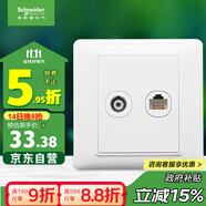 施耐德電氣 開關(guān)插座面板 電視+五類電腦網(wǎng)絡(luò)網(wǎng)線信息面板 睿意系列 白色
