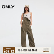 ONLY2025秋季新款復古寬松高腰直筒長褲牛仔背帶褲牛仔褲女|12517M001 E06蘆薈綠色 S S褲長減短