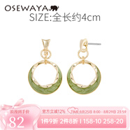 osewaya耳夾無(wú)耳洞女復古耳釘圈圈耳環(huán)氣質(zhì)綠色耳墜簡(jiǎn)約時(shí)尚圓環(huán)耳飾 綠色耳釘