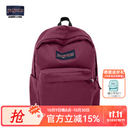 JANSPORT杰斯伯書(shū)包輕便雙肩包男女旅行包簡(jiǎn)約背包電腦包學(xué)生校園 4QUE04S深紫酒紅-側袋+隔層