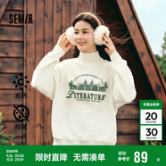 森馬（Semir）[商場同款]女oversize發(fā)熱抗菌2024冬季繡花抓絨上衣101724116004