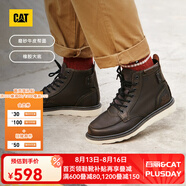 CAT卡特馬丁靴工裝靴男靴男鞋機車(chē)風(fēng)復古牛皮短靴高幫鞋子男七夕禮物 黑色 42
