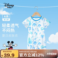 Disney baby迪士尼連體衣寶寶哈衣爬服夏女童新生兒 D滿印字母彩蘭字母73