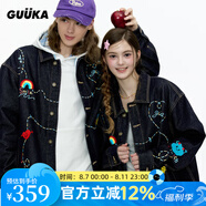 古由卡（GUUKA）美式潮流牛仔夾克男士休閑薄外套秋季2025新款青年外衣大碼情侶裝 藏青色 （夾克情侶外套男女士同款） M