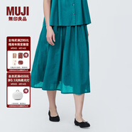 無(wú)印良品（MUJI）女式強捻抽褶裙長(cháng)半身裙紗裙薄荷曼波風(fēng)純棉全棉裙子女裝半裙 綠色 XL 165/74A