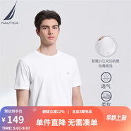 諾帝卡（NAUTICA）男裝夏季款多色全棉親膚舒適易打理休閑圓領短袖T恤男TE3220 白色1BW（232） 2XL