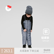 保姆鵝 寶寶可調節羽絨背帶褲男女童保暖長(cháng)褲羽絨褲冬裝連體褲 大象灰 110