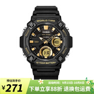 卡西歐（CASIO）手表男十年電力 戶外運(yùn)動(dòng)男表 多功能石英學(xué)生手表學(xué)生表 AEQ-120W-9A