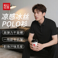 紅豆短袖polo衫男抗菌防螨2025夏季冰絲涼感透氣防曬T恤上衣商務(wù)休閑 YJBVGRT/黑色【冰感面料/10A抗菌/抗皺科技】 4XL 190-215（斤）
