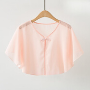 浮夏配吊帶裙的小外搭國風(fēng)版夏季披肩短款薄外套雪紡罩衫斗篷小披肩女 粉色 雪紡 均碼 80-145斤