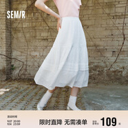森馬（Semir）半身裙女松緊腰A字裙氣質(zhì)夏季2025拼接蕾絲波點(diǎn)長(zhǎng)裙109325120005