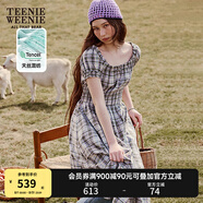 Teenie Weenie小熊連衣裙女2025年夏季新款清新田園風格紋短袖連衣裙長裙女 淺紫色 S