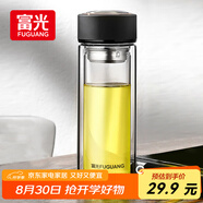 富光 男女士雙層玻璃杯 水杯 支持團(tuán)購定制 304杯子泡茶杯400ML黑