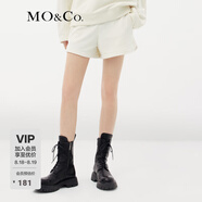 MO&Co.運(yùn)動(dòng)風(fēng)松緊抽繩高腰美式輕潮短褲衛(wèi)褲休閑褲褲子女 蘆筍白色 XS