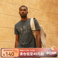 AKSERIESAK男裝復古AK字母經(jīng)典暈染印花親膚舒適圓領(lǐng)休閑短袖T恤男1700083 青灰 XL