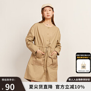 dickies連衣裙 寬松工裝長(cháng)裙 長(cháng)袖收腰連衣裙 DK010189 米色 M