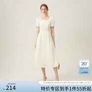 范思藍(lán)恩法式復(fù)古方領(lǐng)連衣裙女夏季赫本風(fēng)氣質(zhì)顯瘦裙子24FS12025 米白色 M