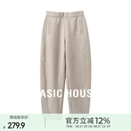 Basic House/百家好加厚加絨休閑褲女秋冬香蕉褲奶奶褲保暖百搭寬松顯瘦新款 燕麥色 S 80-100斤