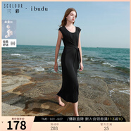 三彩2025夏季新款解構小黑裙不對稱(chēng)綁帶A字裙花邊長(cháng)裙女 經(jīng)典黑 L 165/88A